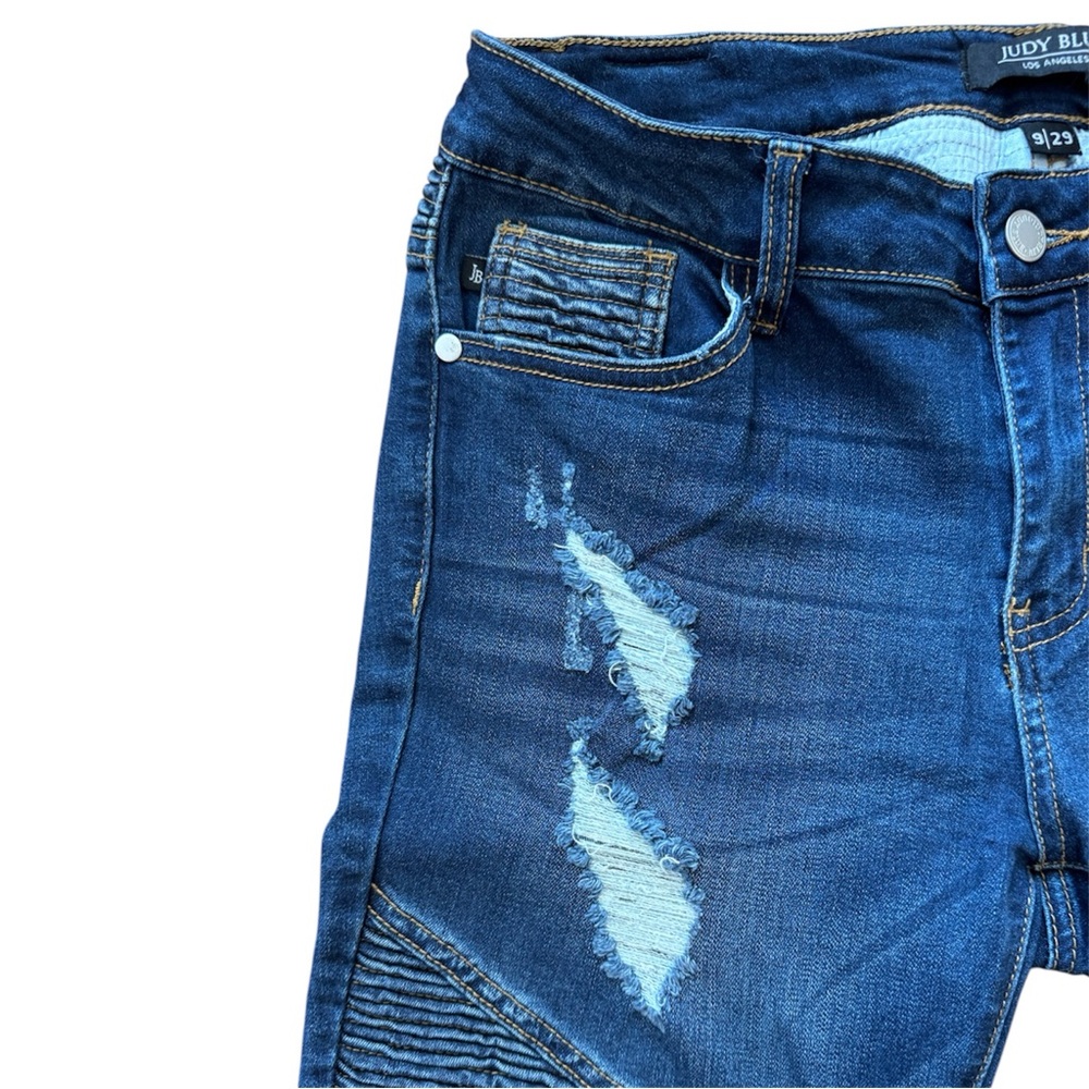 Judy Blue Women 9/29 Jeans Skinny Fit Style JB8469 Distressed Moto Denim Grunge - Picture 7 of 16